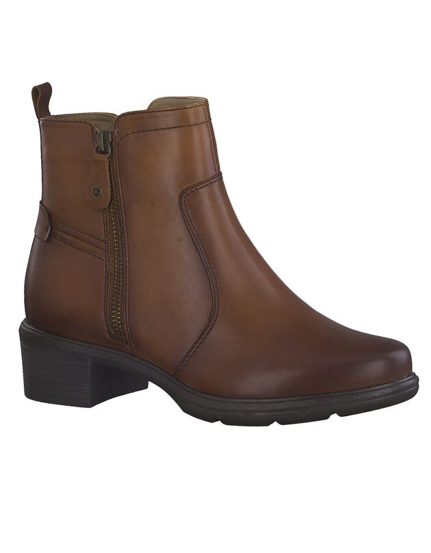 Boots cuir - largeur confort (marron)