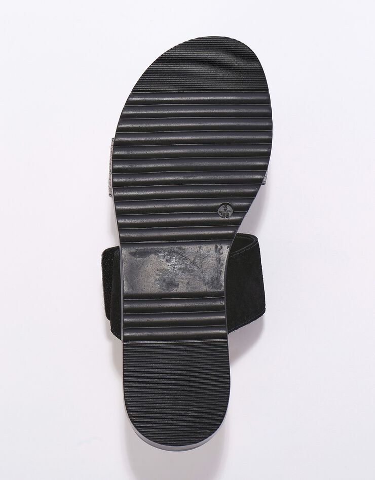 Mules scratchées largeur confort à ouverture totale, cuir irisé (noir)