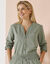 Chemise unie, mélange coton-lin (vert grisé)