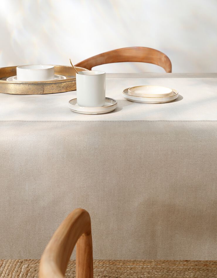 Nappe toile cirée imprimée faux-uni (écru)