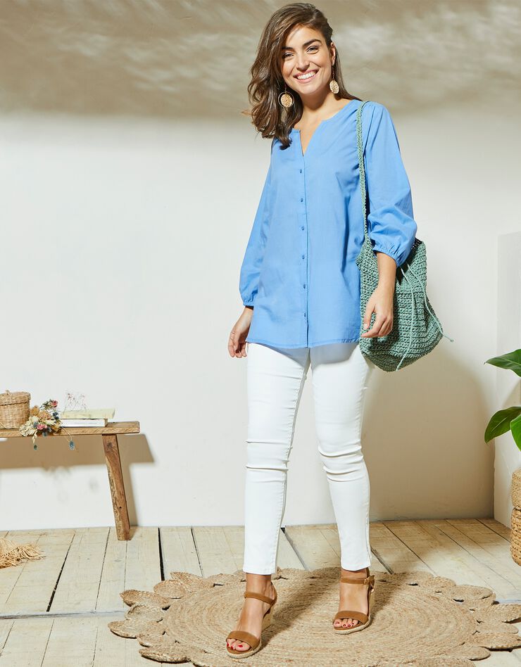 Blouse manches 3/4 blousantes (bleu) Blouse manches 3/4 blousantes (bleu)