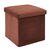 Coffre-pouf pliable, rev&ecirc;tement tissu c&ocirc;tel&eacute; (terracotta)