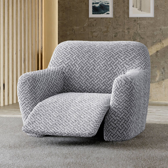 Housse bi-extensible microfibre gaufr&eacute;e graphique sp&eacute;ciale relax (gris)