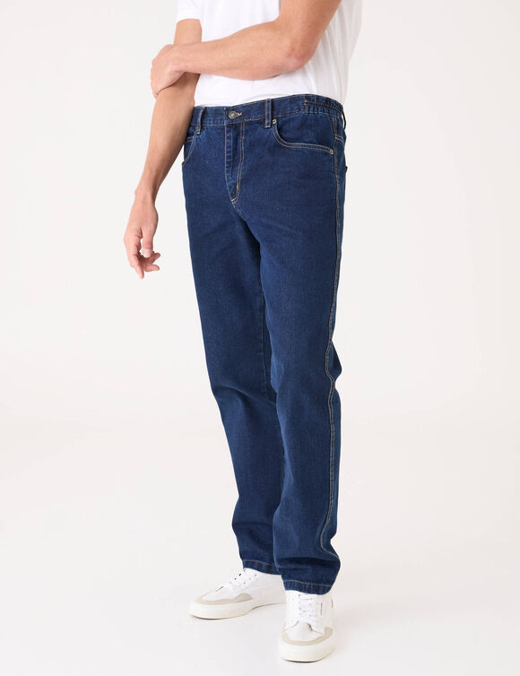 Jean droit ceinture &eacute;lastiqu&eacute;e c&ocirc;t&eacute;s - L32 (brut)