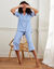 Pyjama court imprimé carreaux (bleu)
