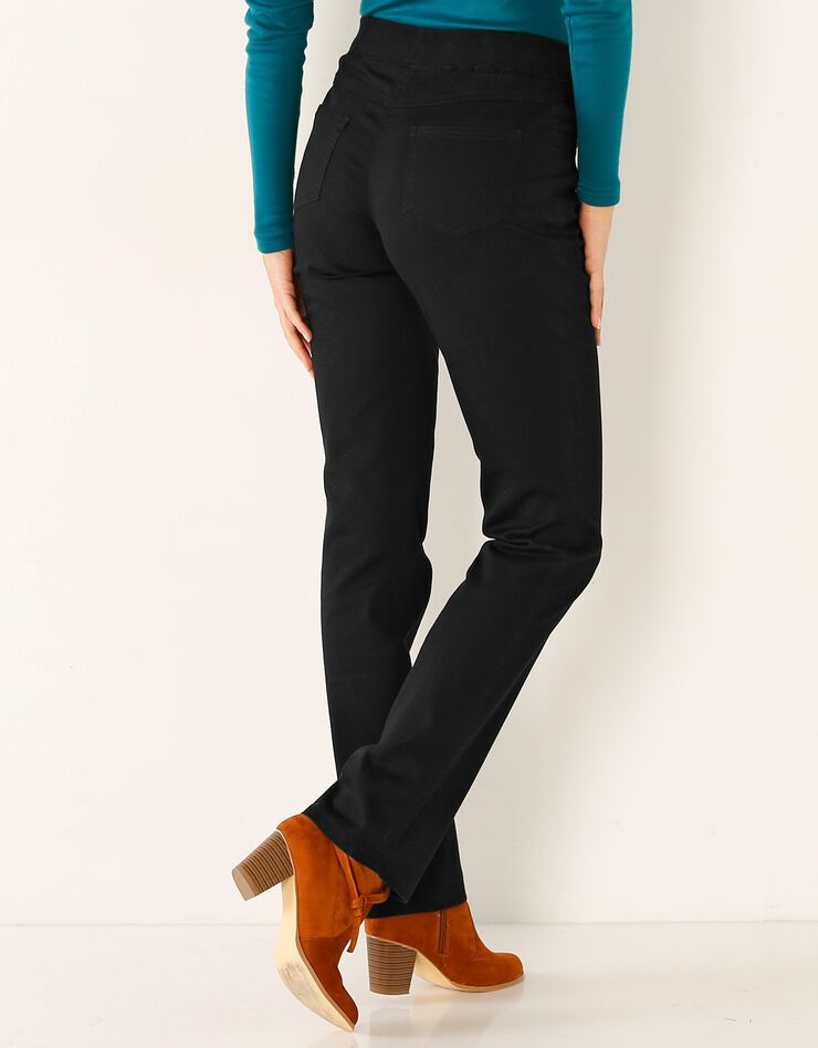 Pantalon droit "ultra confort" taille élastiquée (noir)