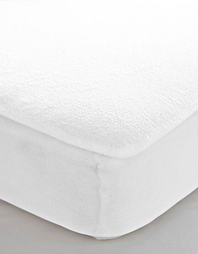 Protège-matelas absorbant molleton coton recyclé bonnets 29 cm (blanc)