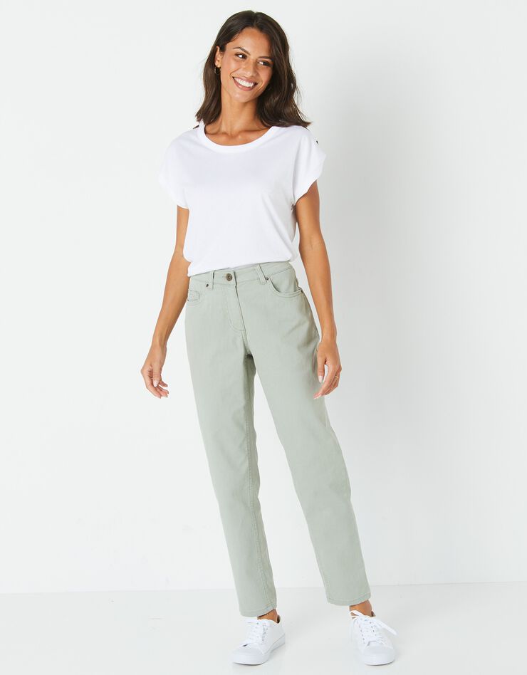 Jean stretch coupe mom couleur, spécial petites (kaki clair) Jean stretch coupe mom couleur, spécial petites (kaki clair)