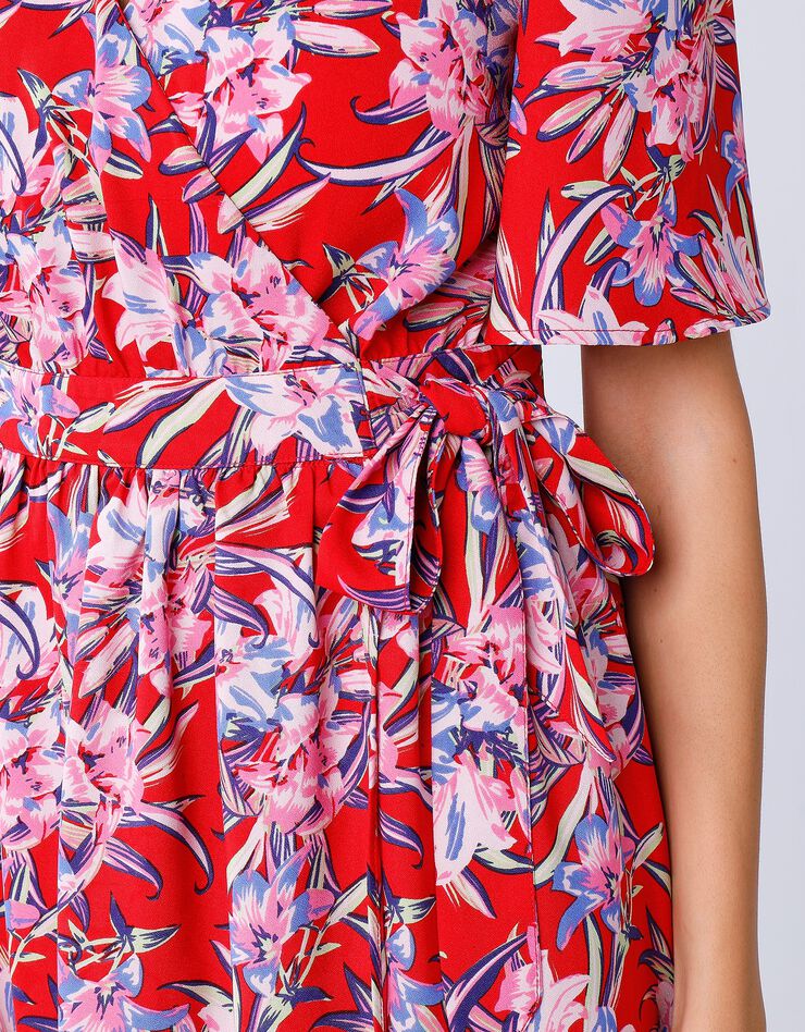 Robe cache-coeur imprimée portefeuille (rouge / bleu)