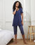 Pyjama court imprimé étoiles (marine / violine)