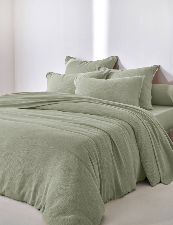 Linge de lit uni - double gaze de coton (kaki clair)