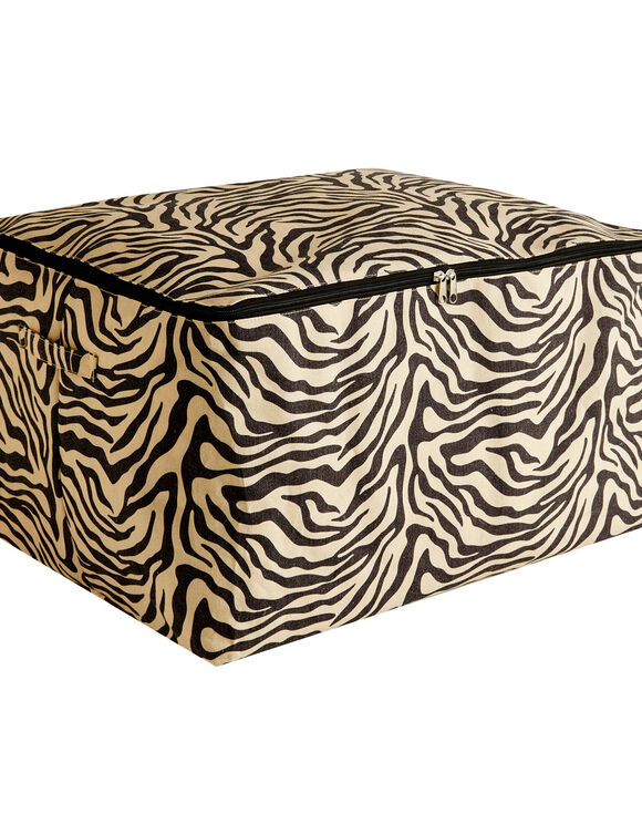Housse de rangement zipp&eacute;e taille L imprim&eacute; z&egrave;bre (noir/gr&egrave;ge)
