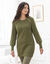 Pull tunique boutons fantaisie toucher doux (vert olive chin&eacute;)