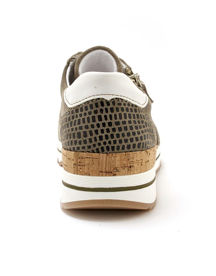 Baskets dessus cuir texturé - largeur confort (kaki) Baskets dessus cuir texturé - largeur confort (kaki)