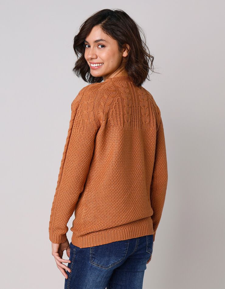 Pull en maille torsadée (noisette) Pull en maille torsadée (noisette)