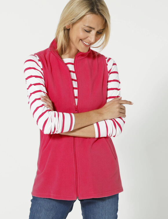 Veste polaire zippée sans manches (framboise)