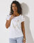 T-shirt col rond imprimé papillon doré (blanc)