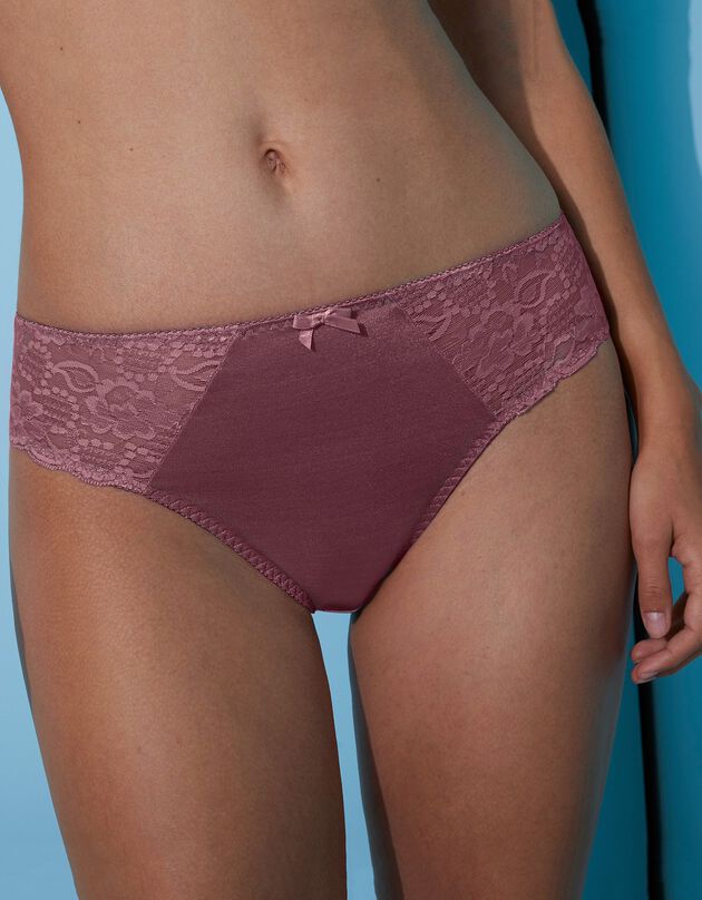 Culotte maille satinée et dentelle Avila - lot de 2 (pourpre + cuivre)