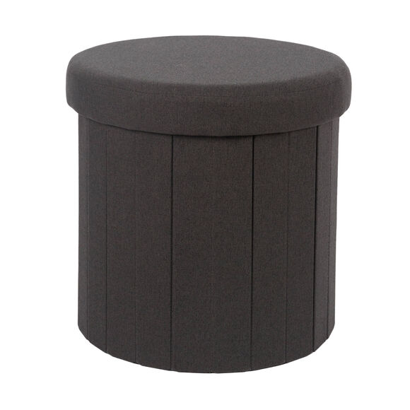 Coffre-pouf cylindrique pliable (noir)