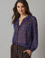 Blouse col tunisien imprimé animalier, manches longues (multicolore)