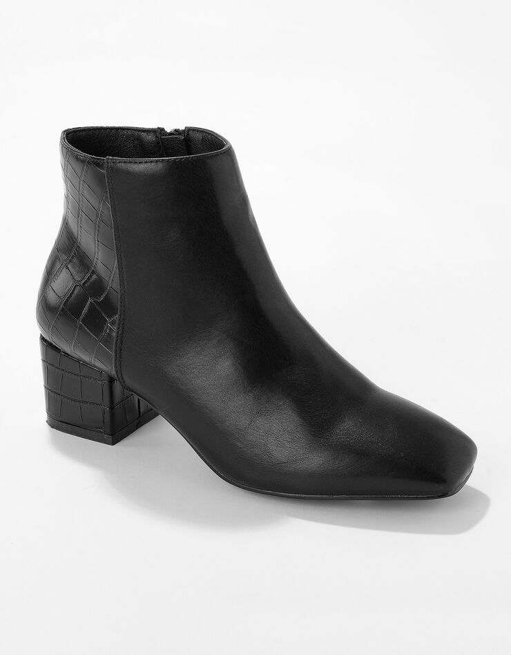 Boots bi-matière bout carré - noir (noir)