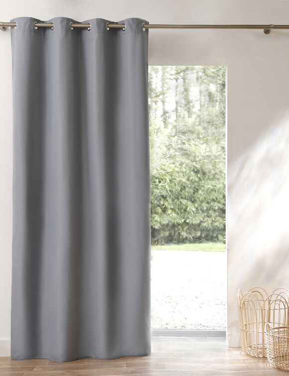 Rideau isolant uni envers polaire finition oeillets (gris perle)