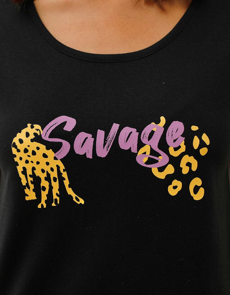 Chemise de nuit courte à manches courtes, imprimé savage* (noir) Chemise de nuit courte à manches courtes, imprimé savage* (noir)