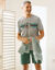T-shirt pyjama rayures poitrine manches courtes (gris chiné)