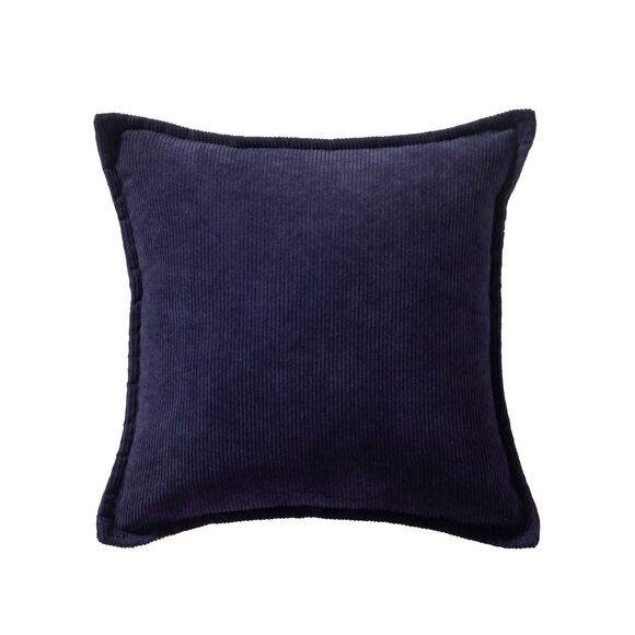 Coussin uni velours côtelé (marine)