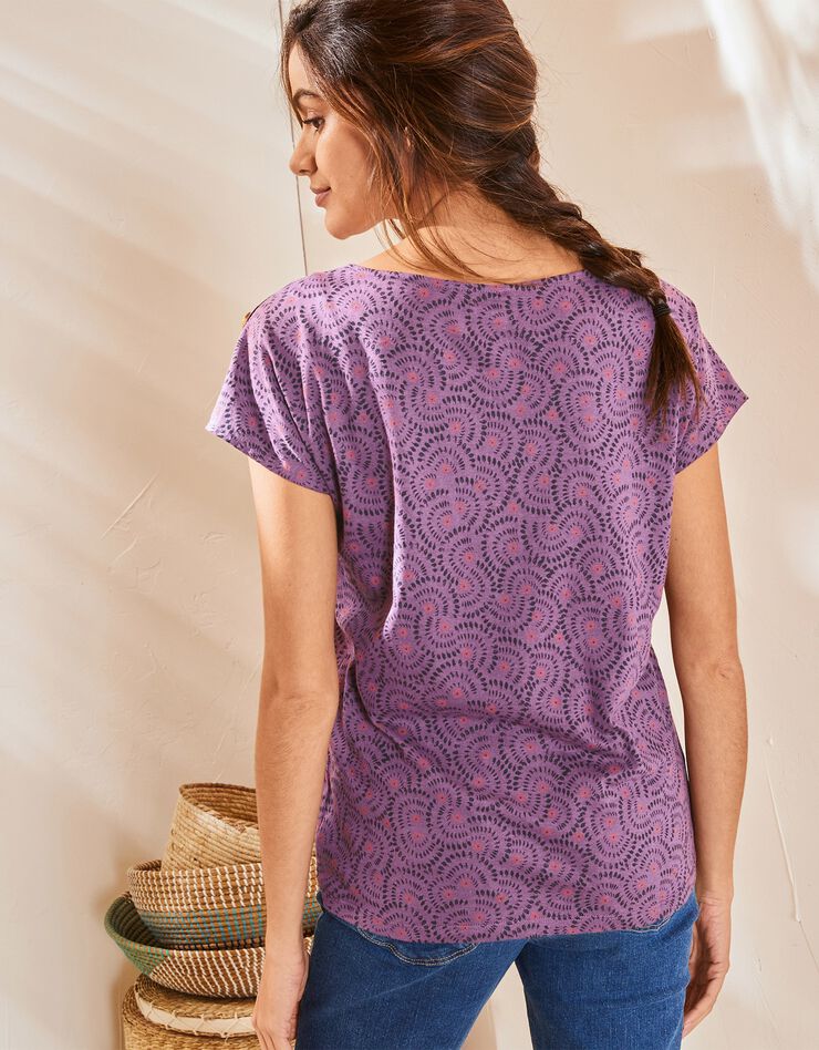 Tee-shirt imprimé col rond (violine / prune) Tee-shirt imprimé col rond (violine / prune)