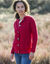 Cardigan boutonné maille fantaisie (rouge)