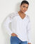 T-shirt col V manches longues dentelle (blanc)