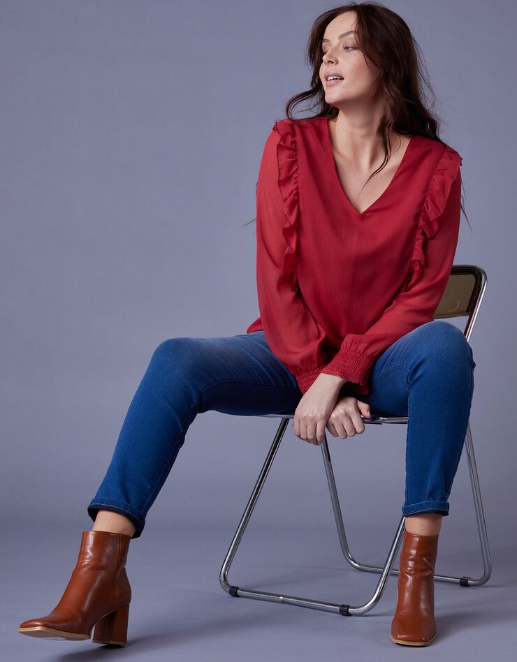 Blouse en voile à volants (rouge) Blouse en voile à volants (rouge)