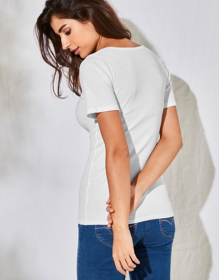 Tee-shirt manches courtes coton côtelé - lot de 2 (blanc + noir)