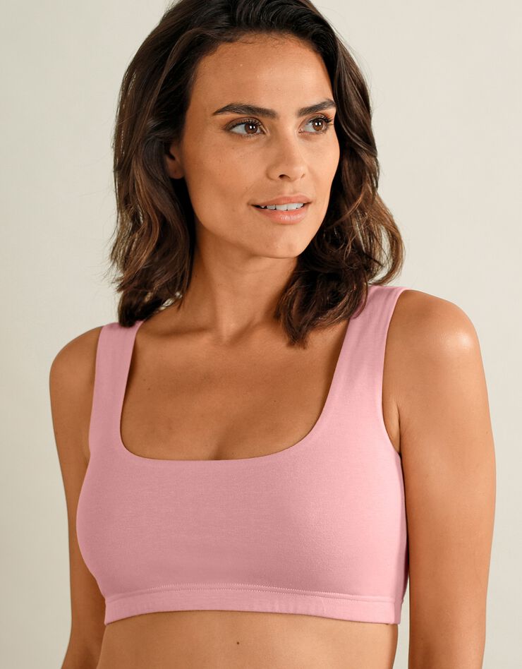 Brassière confort coton stretch doublé sans armatures - lot de 2 (gris + rose) Brassière confort coton stretch doublé sans armatures - lot de 2 (gris + rose)