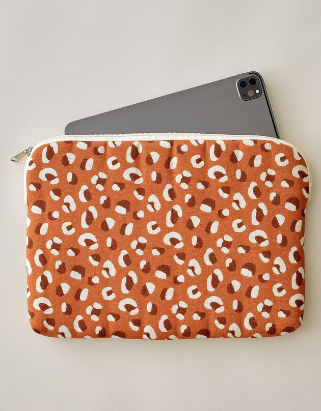 Housse zippée matelassée pour tablette, imprimé Savana (caramel)