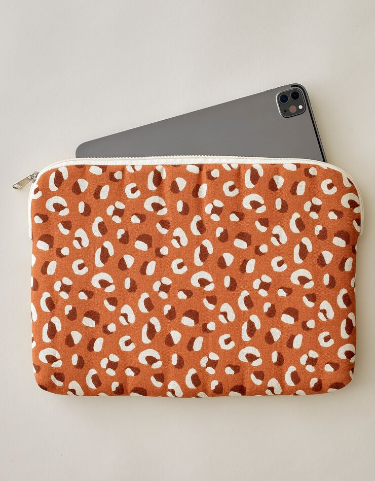 Housse zippée matelassée pour tablette, imprimé Savana (caramel) Housse zippée matelassée pour tablette, imprimé Savana (caramel)