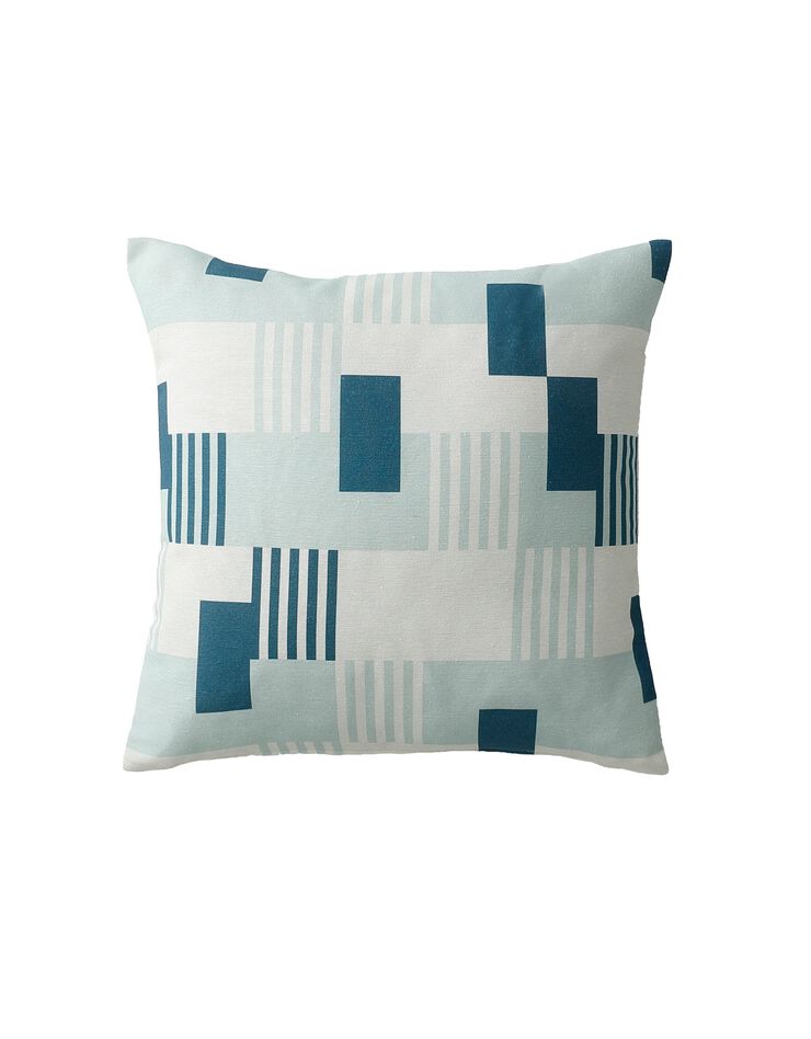 Housses de coussin carrées imprimé graphique - lot de 2 (écru / vert amande)