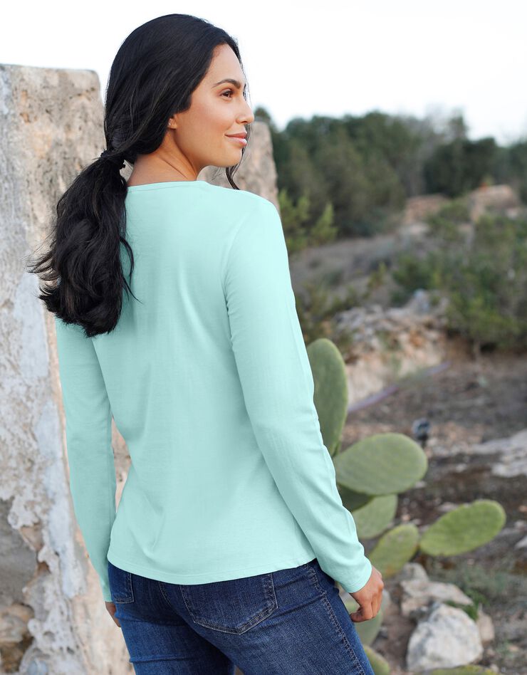 Tee-shirt uni, manches longues (aqua) Tee-shirt uni, manches longues (aqua)