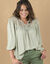 Blouse macramé manches 3/4 (kaki clair)