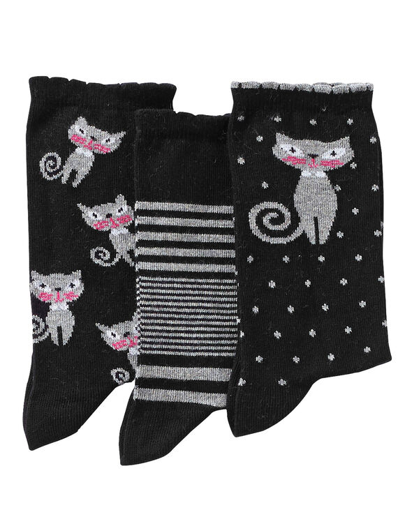 Chaussette fantaisie - lot de 3 paires (lot noir)