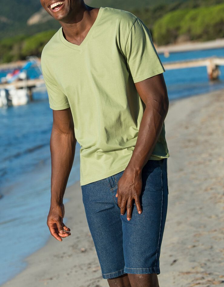 Tee-shirt col V manches courtes (vert)