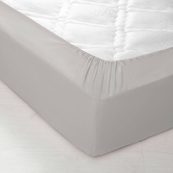 Drap-housse uni coton grands bonnets 40 cm (gris perle)