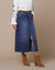 Jupe droite fendue en jean (stone)