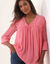 Blouse unie col V manches 3/4 macramé (rose blush)