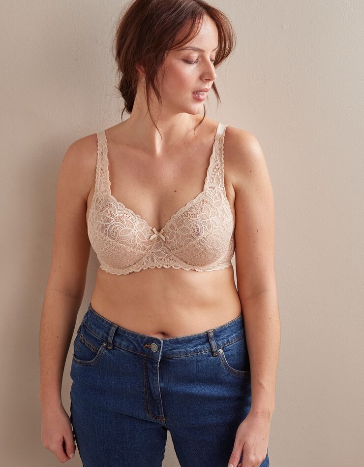 Soutien-gorge emboîtant dentelle écailles - avec armatures (peau) Soutien-gorge emboîtant dentelle écailles - avec armatures (peau)