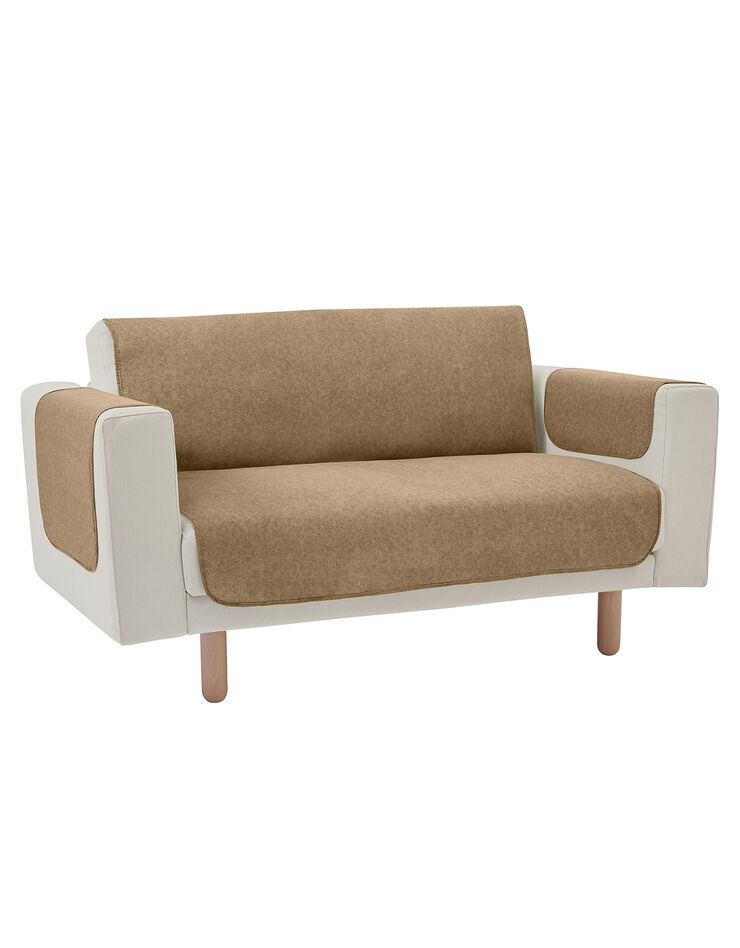 Protège-salon faux-uni antiglisse (taupe)