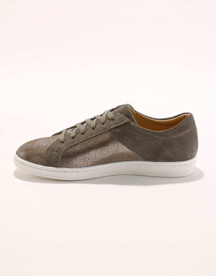 Basket zippée en cuir souple effet irisé - forme basse (taupe) Basket zippée en cuir souple effet irisé - forme basse (taupe)