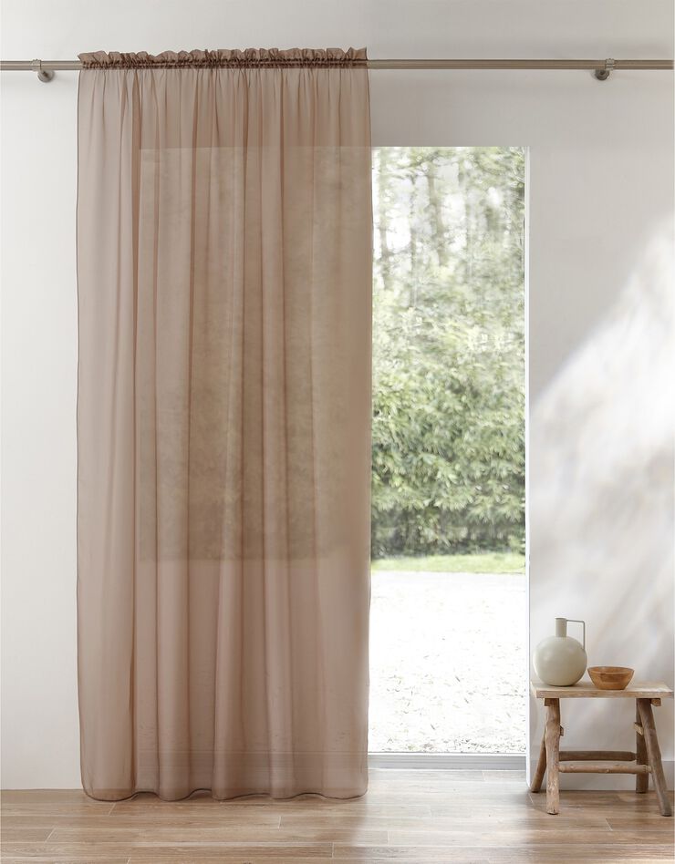 Panneau voile uni finition galon fronceur (taupe)