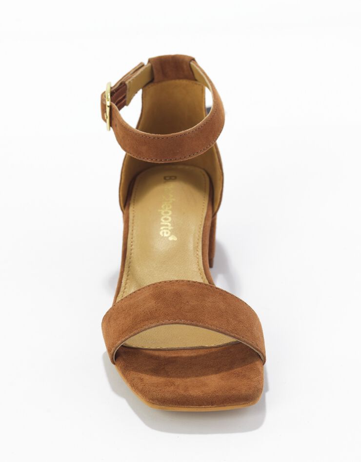 Sandales en croûte de cuir à bride et à talon (taupe) Sandales en croûte de cuir à bride et à talon (taupe)